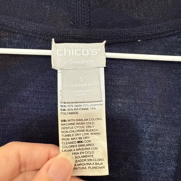 Chico's Travelers Blue Abstract Sweater Cardigan Multi-Color Size 1  US M - Picture 3 of 7